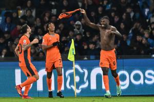 Db Napoli 03/12/2023 - campionato di calcio serie A / Napoli-Inter / foto Daniele Buffa/Image Sport
nella foto: esultanza gol Marcus Thuram