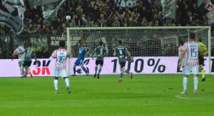 Alessandria, Serie B, 2021/2022, Alessandria-Vicenza 0-1, giocata allo stadio Giuseppe Moccagatta, nella foto: colpo di testa di Davide Diaw finisce alto sopra la traversa