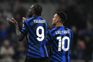 Mg Milano 06/05/2025 - Champions League / Inter-Barcellona / foto Matteo Gribaudi/Image Sport
nella foto: Marcus Thuram-Lautaro Martinez