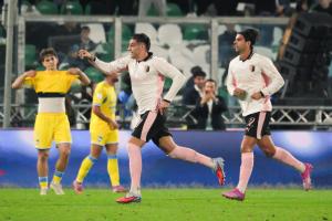 Palermo, Italia, 1 novembre 2025. Stadio Renzo Barbera, Palermo vs Pescara, match valido per il campionato di Serie B 2025/2026. Nella foto: Esultanza Niccolo’ Pierozzi (Palermo FC)