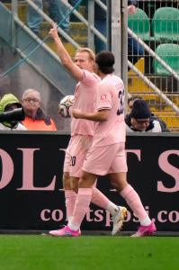 Palermo, Italy, 14 February 2026. Renzo Barbera Stadium, Palermo vs Virtus Entella, match valid for the 2025/2026 Serie B championship. In the photo: Celebration after Joel Pohjanpalo's goal (Palermo FC)