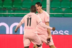 Palermo, Italia, 7 febbraio 2026. Stadio Renzo Barbera, Palermo vs Empoli, match valido per il campionato di Serie B 2025/2026. Nella foto: Patryk Peda (Palermo FC) esulta per gol successivamente annullato