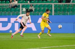 Palermo, Italy, 1 November 2025. Renzo Barbera Stadium, Palermo vs Pescara, match valid for the 2025/2026 Serie B championship. In the photo: Antonio Di Nardo (Pescara) and Niccolo' Pierozzi (Palermo FC)