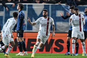 Db Bergamo 09/12/2023 - campionato di calcio serie A / Atalanta-Milan / foto Daniele Buffa/Image Sport nella foto: esultanza gol Olivier Giroud