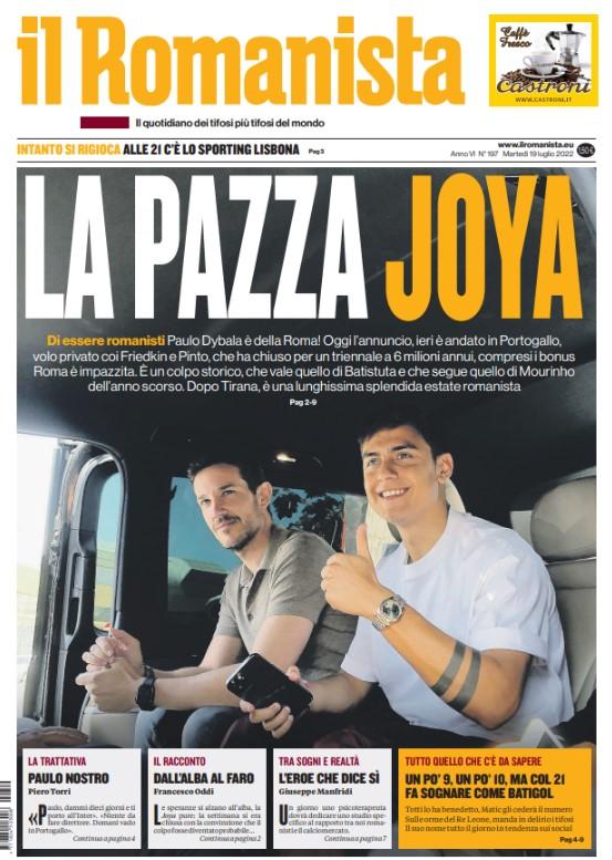L'apertura de Il Romanista su Dybala in giallorosso: "La pazza Joya" -  TUTTOmercatoWEB.com