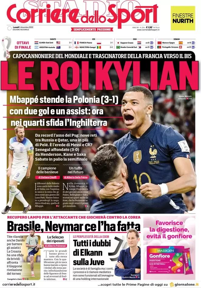 L'apertura del Corriere dello Sport sulla Francia di Mbappé: "Le Roy  Kylian" - TUTTOmercatoWEB.com