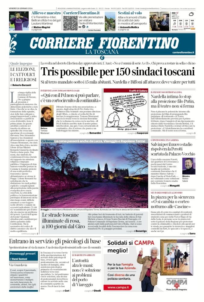 RASSEGNA STAMPA, Le Prime Pagine Dei Quotidiani