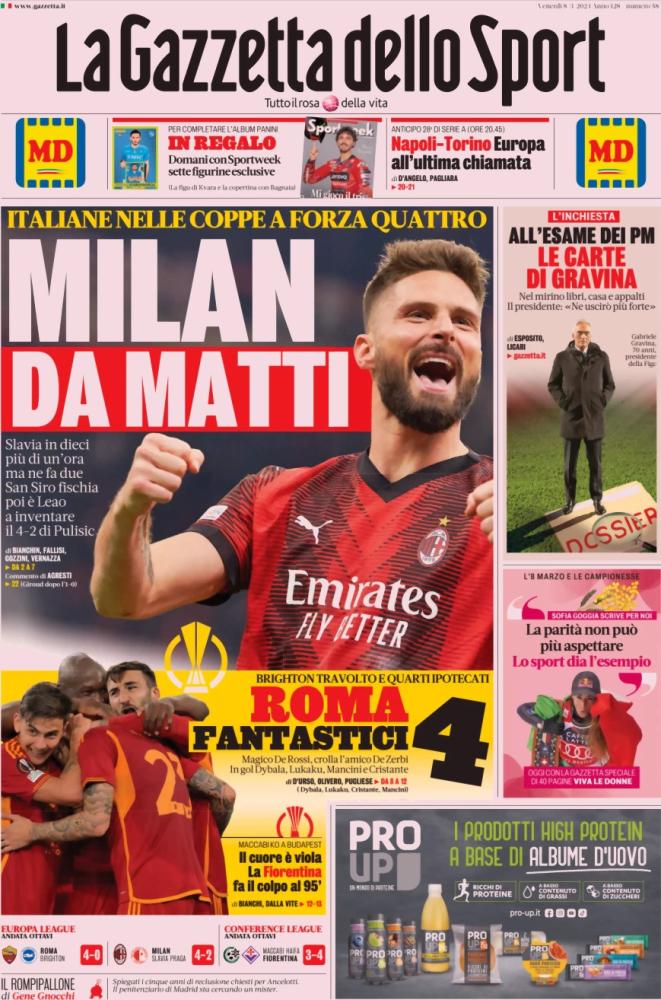 Milan Da Matti Con Lo Slavia Le Prime Pagine Dei Principali